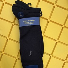 Polo Ralph Lauren Men  s Athletic Socks 3 Pairs Black XL Super Soft Antimicrobial