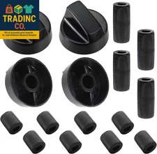 4- Pack Control Knobs Replacement with 12 Adapters for Oven, Stove, and Range - 