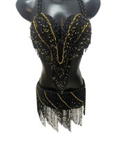 Egyptian Belly Dance Costume bra Belt Professional Dancing black gold