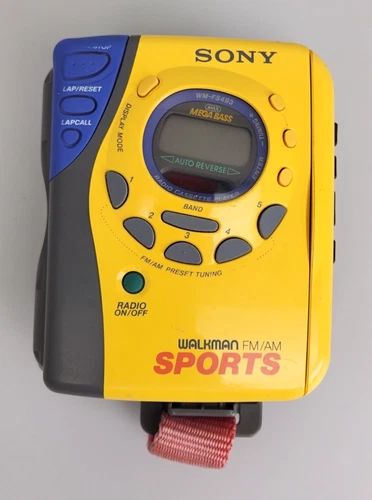 Vintage Sony Sports FM/AM Radio Cassette Walkman WM-FS493 w/ Strap, AS-IS PARTS