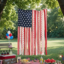 4Th of July Decorations, Retro Boho American Flag Banner for Home Party Supplies