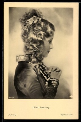 Postcard of actress Lilian Harvey with folded hands