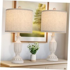 22  Farmhouse Table Lamps Set of 2 Rustic Vintage Table Lamps for Living White