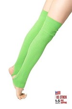 Leg Warmers Socks for Women's Dance Yoga - Open Toe Heel - Bright Green