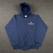 Walt Disney World Cinderella's Castle Full Zip Hoodie Unisex Size Small Blue