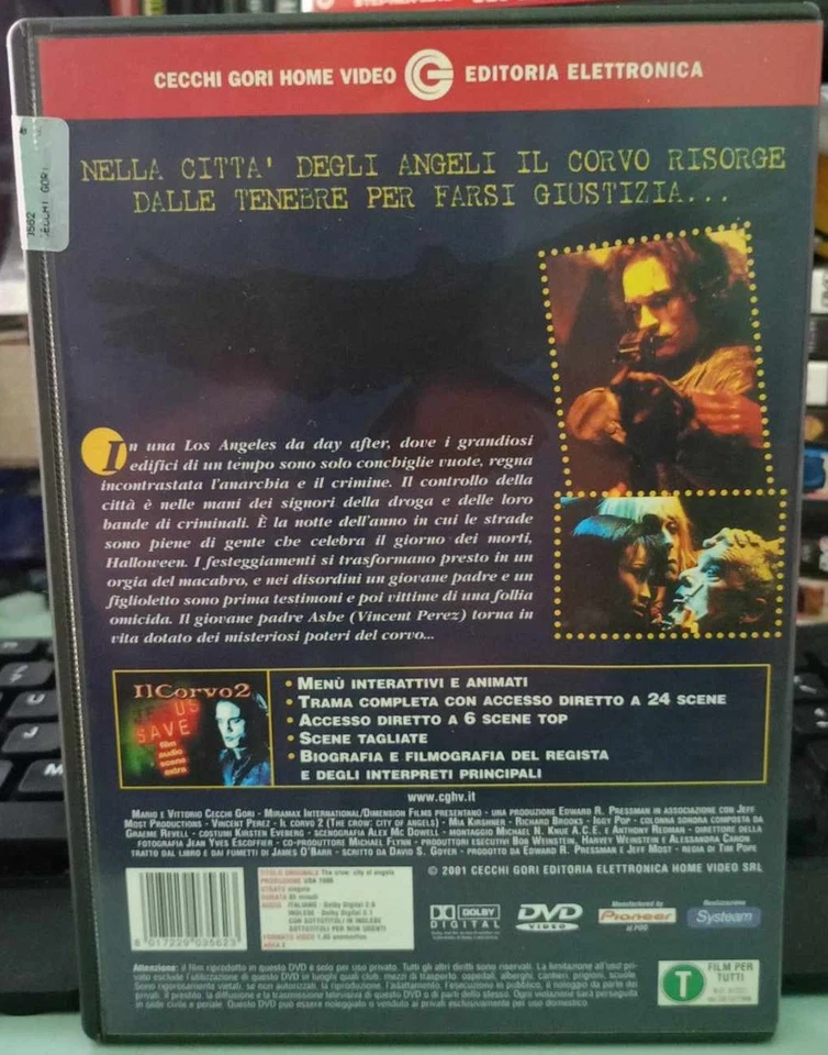 Il Corvo 2 DVD 1996 Fuori Catalogo Cecchi Gori CULT Horror Vincent Perez Raro ! - Immagine 4 di 4