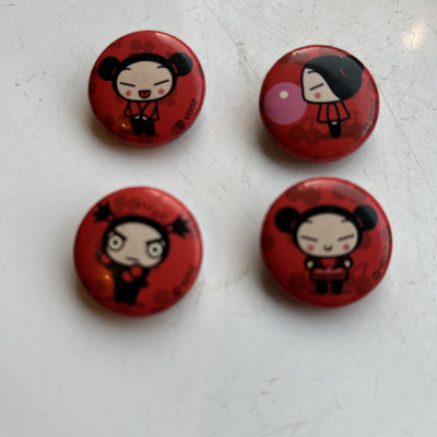 SET Of 4 PUCCA BUTTON ANSTECKER BADGE PIN  2,5cm Cute Japan