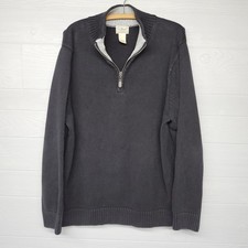 LL Bean Black 100 Cotton Quarter Zip Sweater Size XL