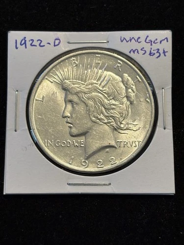 1922-D Philadelphia Peace Silver Dollar $1 UNC GEM High Grade, Blast White