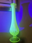 Vintage Fenton Topaz Yellow Lily Of The Valley Vaseline Glass Opalescent Vase