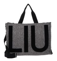 LIU JO Check Tote Bag L Shopper Schultertasche Tasche Nero Schwarz Weiß Neu