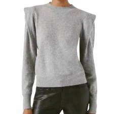 HOUSE OF HARLOW1960 100% Cashmere Sweater M Gray Layered Shoulder Boho Office