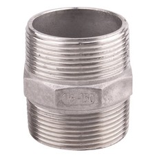 Hex Nipple 1 1/2 Inch Male NPT - DERPIPE Stainless Steel 304 Threaded Pipe Fitti