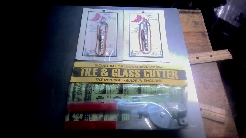 2 Strohm's Stained Glass Butterfly Kit Patterns + Glass Cutter England NOS NIB