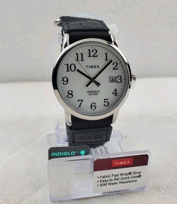 TIMEX TW2U84900 MEN'S EASY READER BLACK NYLON WRAPSTRAP WATCH INDIGLO 30M WR