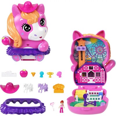 Polly Pocket Pony-Rodeo, Spielset mit 1 kleinen Puppe und Pferdchen, Spielzeug f