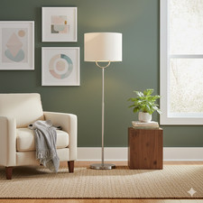 Modern Ring Floor Lamp with Oval Shade, Brushed Nickel, ETL Listed, Home Decor