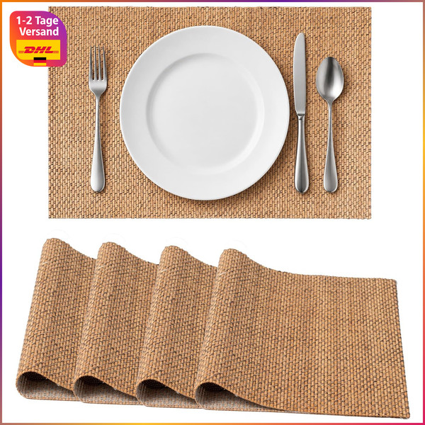 Bambus Platzset 4Er Set Tischsets Rutschfest Abwaschbar FüR Esszimmer KüChe-image