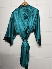 New Fredericks of Hollywood Blue Short Robe With Black Lace Size S/M