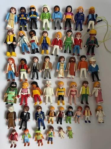 Playmobil Geobra Huge Lot Of 47 People Plus Accessories Vintage 1974-1998