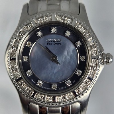 CITIZEN ECO DRIVE WOMEN'S DIAMONDS BEZEL STAINLESS STEEL WATER RESISTANT 26mm