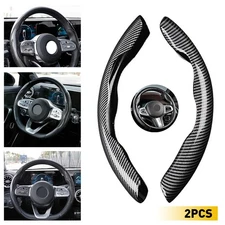 For Ford Car Steering Wheel Cover Carbon Fiber Black Anti-slip Accessories 15''