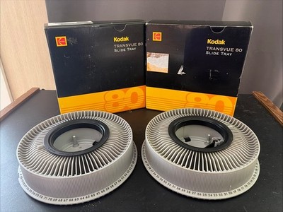 VINTAGE Kodak Carousel Transvue 80 Slide Trays Lot of 2  in Original Boxes