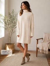 Other Stories Alpaca Wool Blend Turtleneck Sweater Dress Cream M