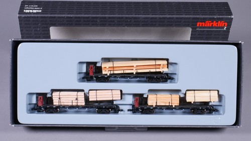 Spur Z Märklin 82570 Holztransport-Set Flachwagen mit Rungen DRG in OVP #LZ_1197 | Condition: Gebraucht