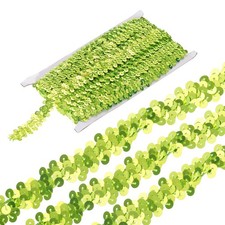 5 Yards 0.8 Inch Elastic Sequins Trim 2 Row Flat Sequin Strip, Fluorescent Green