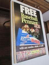 Baskin Robbins ice cream 1989 BASEBALL Pennant premium LA Dodgers flag sign 2S