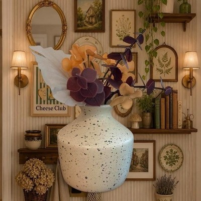 Speckled white vase with a modern touch + floral