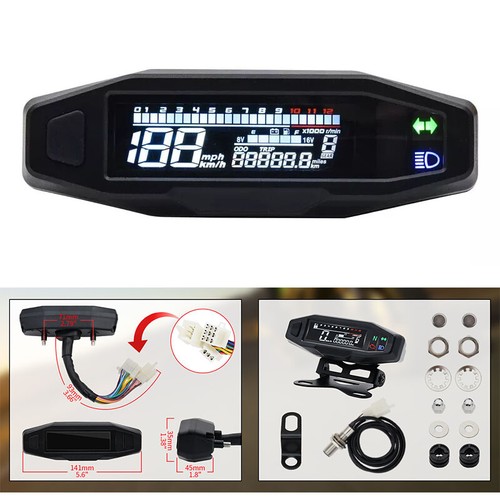 Velocímetro digital para motocicleta odómetro retroiluminación tacómetro medidor con soportes - Imagen 3 de 16