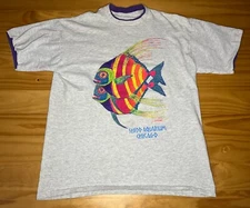 Vintage 1990 Chicago Shedd Aquarium Fishes Men's XL T-Shirt