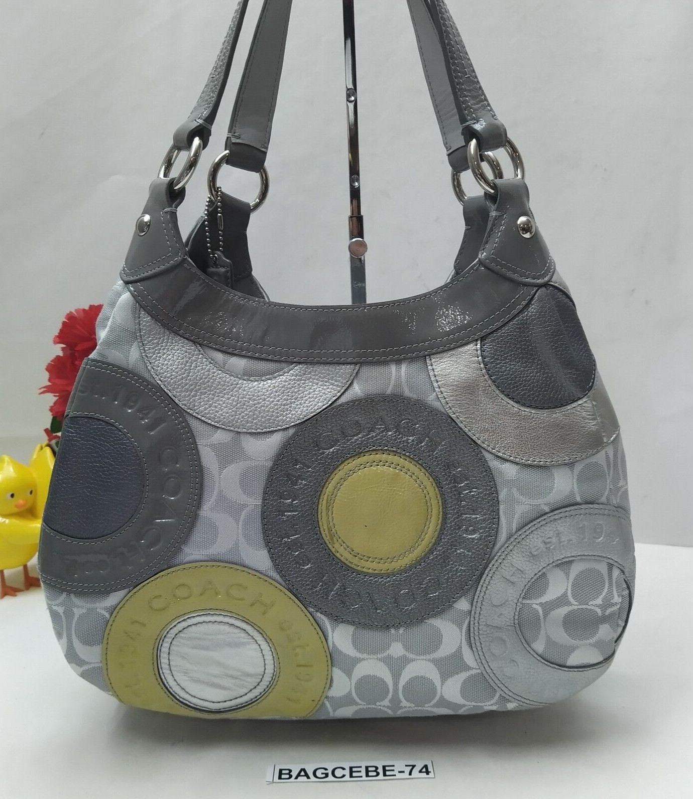 Coach Multicolor Round Patchwork Canvas Leather 3… - image 2