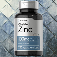 Chelated Zinc Supplement 100mg  250 Tablets  High Potency  by Horbaach