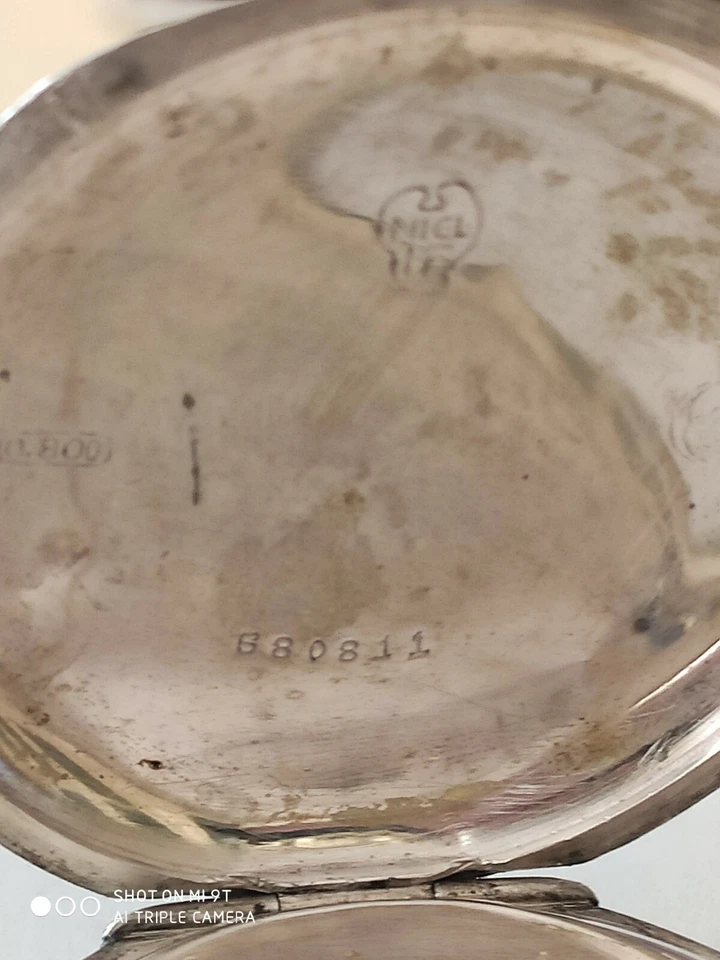 Reloj Bolsillo Antiguo Perret&Fils Brenets Plateado y Nielloed Foto 3 de 4