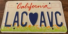 LAC AVC Vanity License Plate California Learning Center