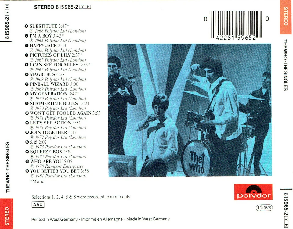 (CD) The Who - The Singles - My Generation, Pinball Wizard, Pictures Of Lily - Bild 2 von 2