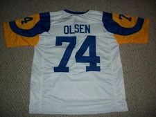 MERLIN OLSEN Unsigned Custom Los Angeles White Sewn New Football Jersey Sz S-3XL