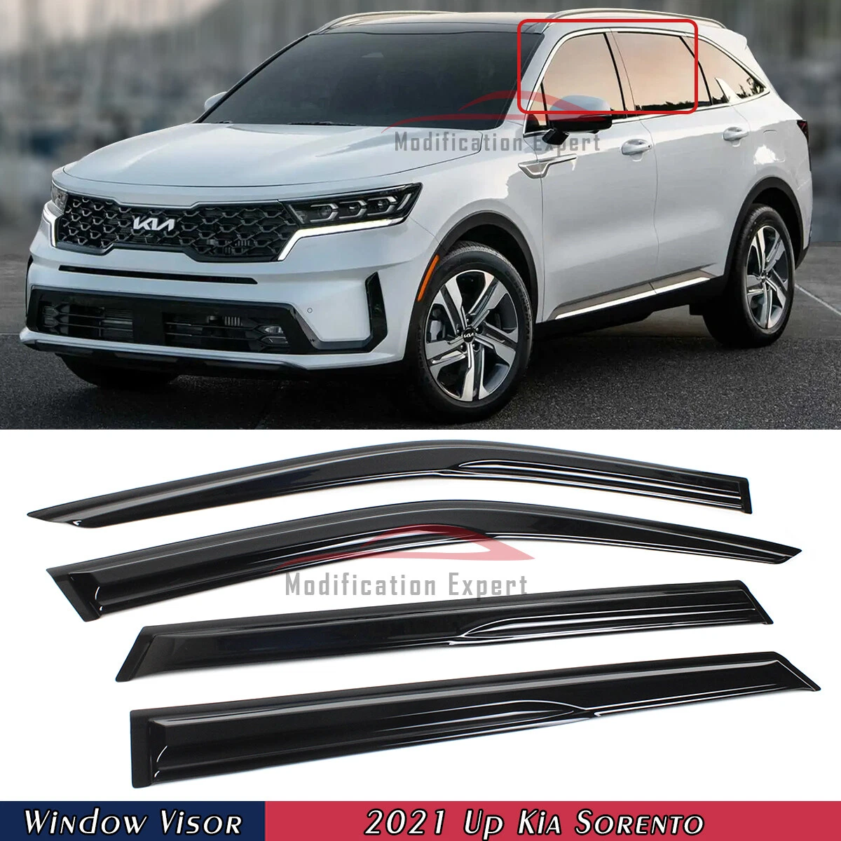 For 2021 2024 Kia Sorento MQ4 Mugen Style Window Visors Rain