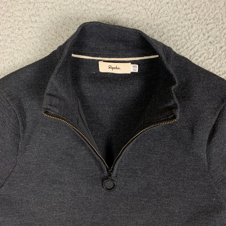 Suéter tejido Rapha Merino para mujer XXS 2XS carbón manga larga 1/4 cremallera ciclismo Foto 3 de 4