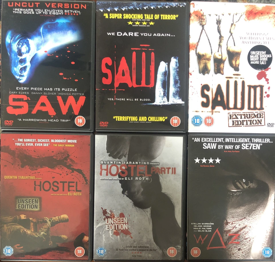 Horror DVD Bundle - Saw 1,2&3, Hostel 1&2, Scar 3D & Waz R2 Uncut FREE AUS POST - Image 2 of 4