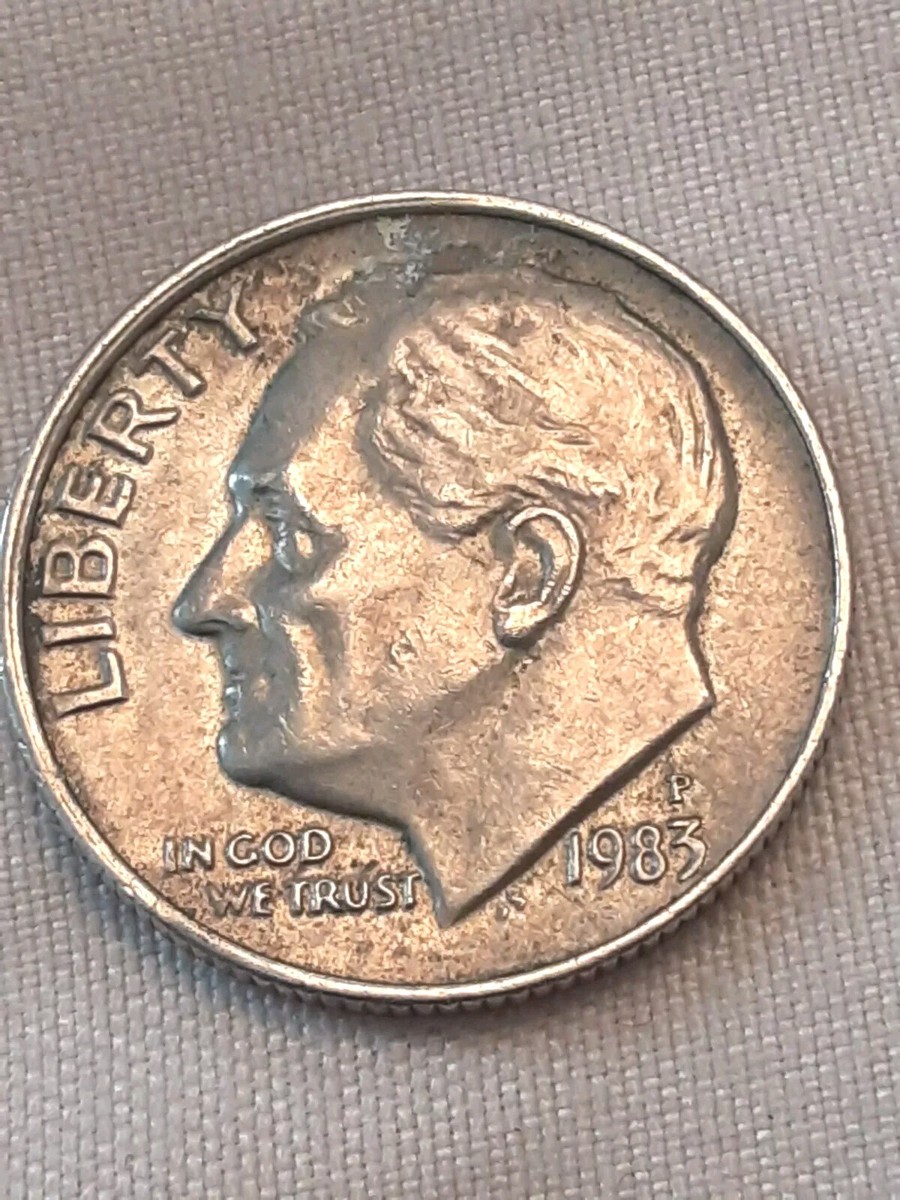 1983-P Roosevelt Dime Rare RPM Obverse Die Clash Strike Thru