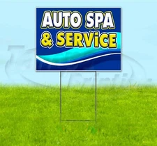 AUTO SPA & SERVICE 18x24 Yard Sign WITH STAKE Corrugated Bandit USA CAR WASH