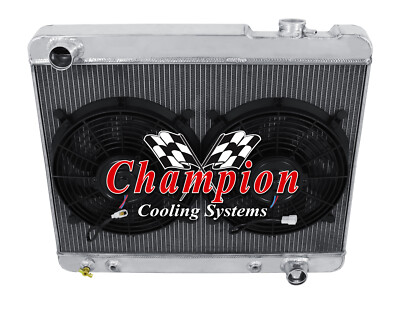 JR Champion 4 Row Radiator W/ 2 12'' Fans for 1961 - 1964 Pontiac Catalina