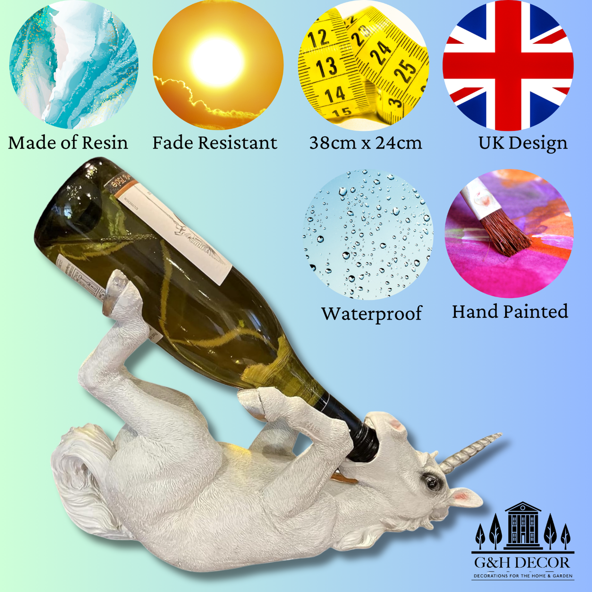 Wine Holder Black Up Yours Unicorn Resin Single Bottle Storage