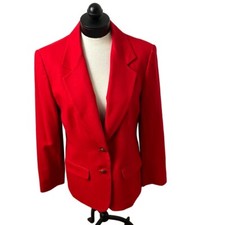 Pendleton Red 2 Button Notched Lapel Flap Pockets Wool Blazer Size 12