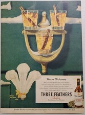 1947 Print Ad Three Feathers Reserve Blended Whiskey Hot Toddies