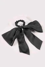 The Hair Edit Soft Black Knotted Ribbon Scrunchie Bow Sash New